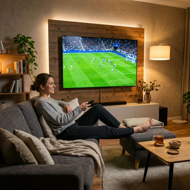 Pessoa assistindo ao vivo sem travamentos para o artigo sobre IPTV sem travar